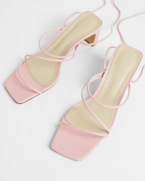 <P>Square Toe Spaghetti Strap Mid Heeled Sandal</P>